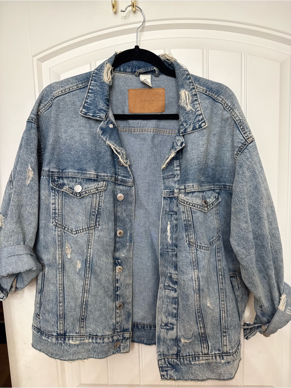 H&M Light Blue Distressed Denim Jacket